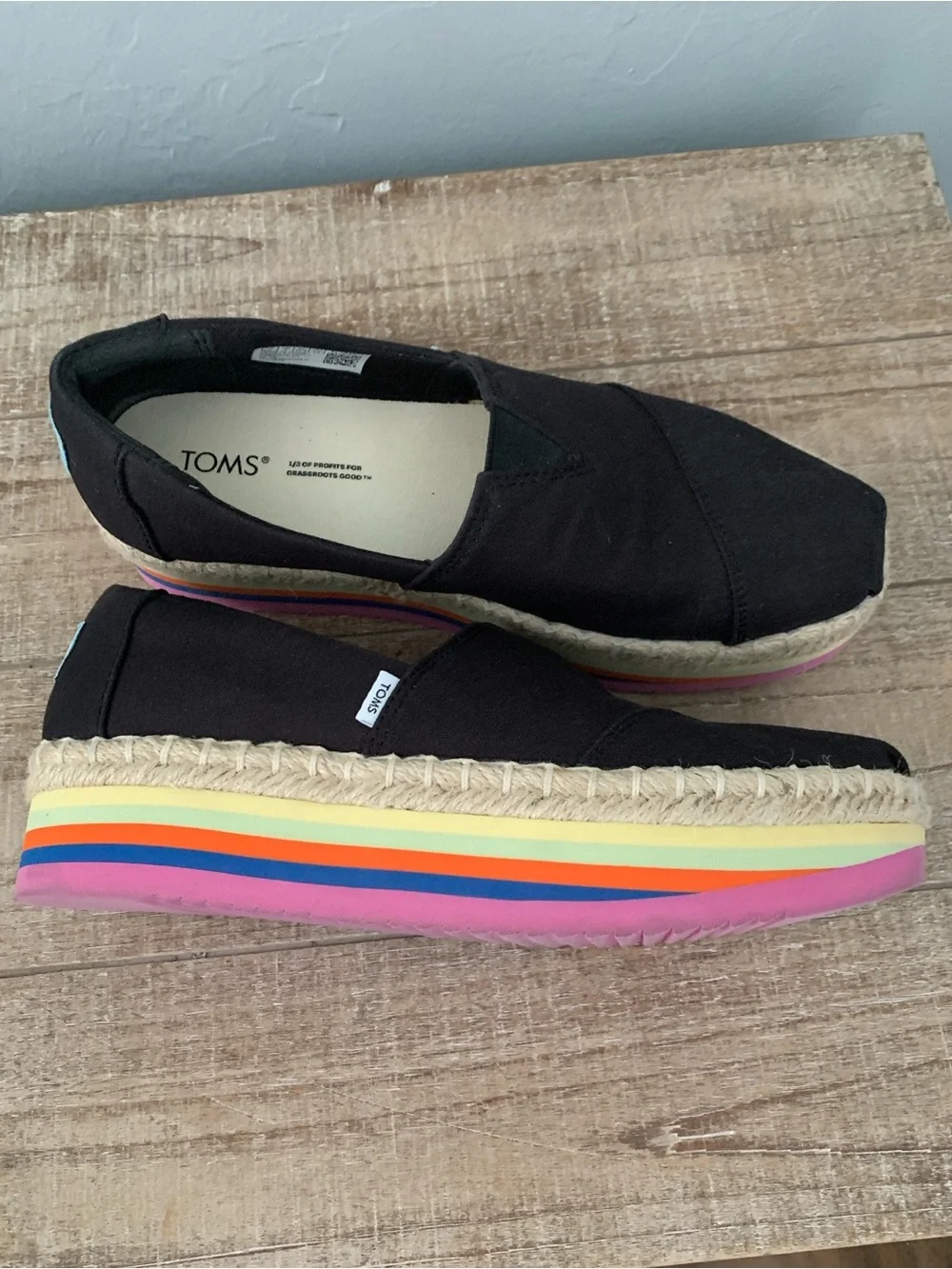 Toms Platform Espadrille with Rainbow Stripe Sole